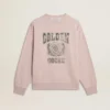 Unisex-Sweatshirt mit Rundhalsausschnitt in Altrosa und grünem Logo-Aufdruck