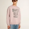 Unisex-Sweatshirt mit Rundhalsausschnitt in Altrosa und grünem Logo-Aufdruck
