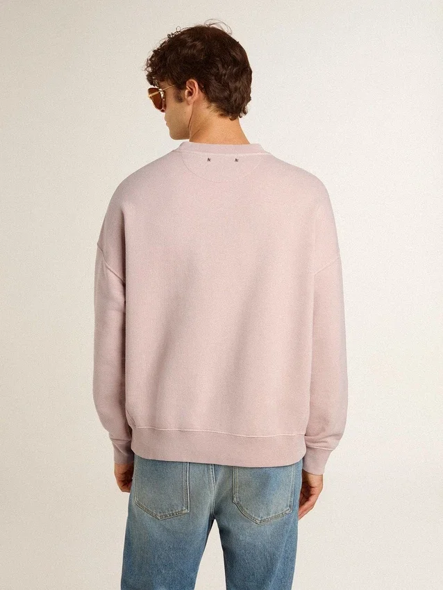 Unisex-Sweatshirt mit Rundhalsausschnitt in Altrosa und grünem Logo-Aufdruck