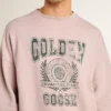 Unisex-Sweatshirt mit Rundhalsausschnitt in Altrosa und grünem Logo-Aufdruck