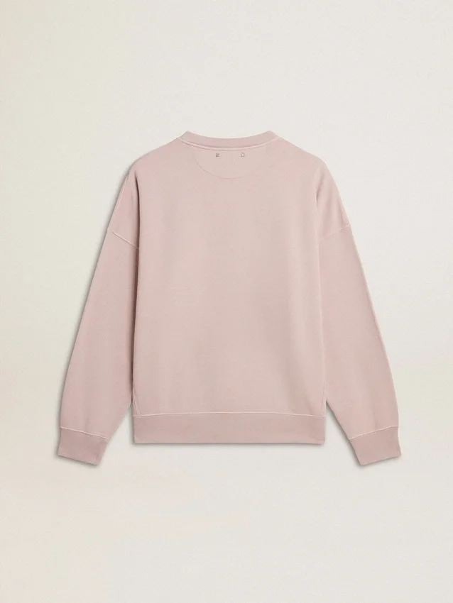 Unisex-Sweatshirt mit Rundhalsausschnitt in Altrosa und grünem Logo-Aufdruck