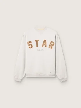 Unisex-Sweatshirt «Star» aus grau melierter Baumwolle mit «Star»-Stickerei