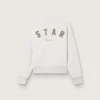 Unisex-Sweatshirt «Star» aus grauer Baumwolle mit Stickerei und Kristallen