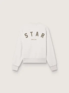 Unisex-Sweatshirt «Star» aus grauer Baumwolle mit Stickerei und Kristallen