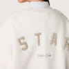 Unisex-Sweatshirt «Star» aus grauer Baumwolle mit Stickerei und Kristallen