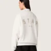 Unisex-Sweatshirt «Star» aus grauer Baumwolle mit Stickerei und Kristallen