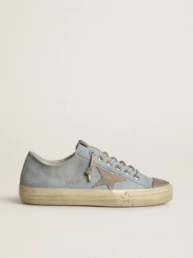 V-Star für Damen aus hellblauem Canvas mit taubengrauem Lederstern