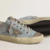 V-Star für Damen aus hellblauem Canvas mit taubengrauem Lederstern