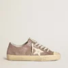 V-Star für Damen aus hellbraunem Metallic-Wildleder mit cremefarbenem Lederstern