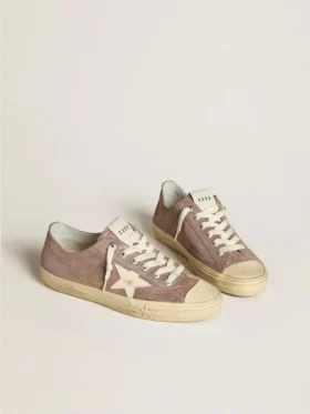 V-Star für Damen aus hellbraunem Metallic-Wildleder mit cremefarbenem Lederstern