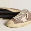 V-Star für Damen aus hellbraunem Metallic-Wildleder mit cremefarbenem Lederstern