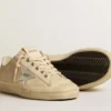 V-Star für Damen aus perlfarbigem Wildleder mit silbermetallischem Lederstern