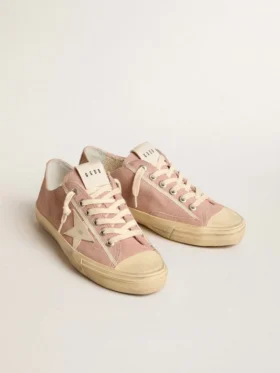 V-Star für Damen aus rosa Wildleder mit cremefarbenem Lederstern