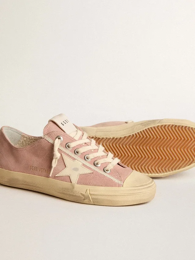 V-Star für Damen aus rosa Wildleder mit cremefarbenem Lederstern