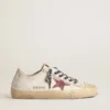 V-Star mit rosa Glitzerstern und Fersenlasche aus Metallic-Leder