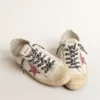 V-Star mit rosa Glitzerstern und Fersenlasche aus Metallic-Leder