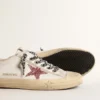 V-Star mit rosa Glitzerstern und Fersenlasche aus Metallic-Leder
