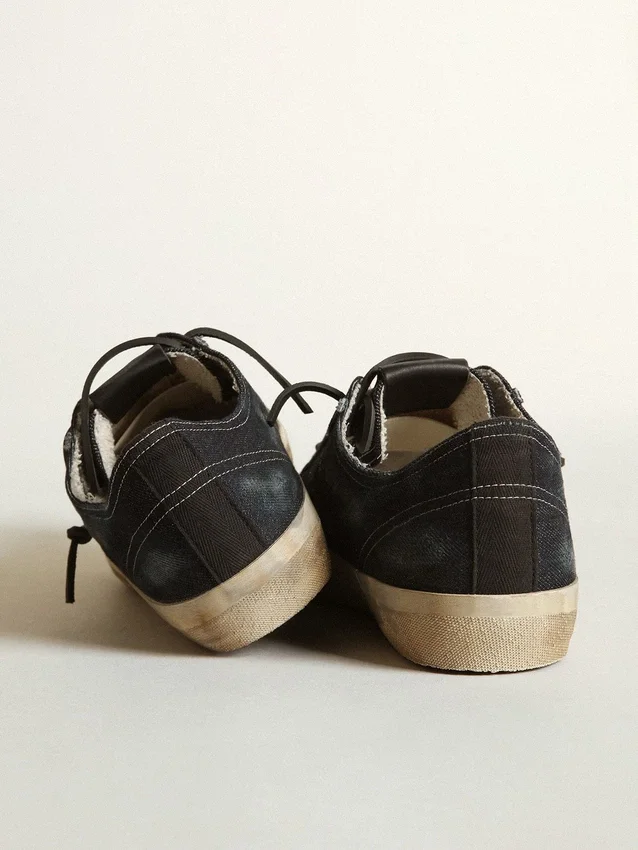V-Star-Sneaker aus mitternachtsblauem Denim mit schwarzem Lederstern und Zehenkappe