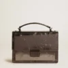 Venezia-Tasche aus anthrazitgrauem Metallic-Leder mit schwarzen Details