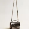 Venezia-Tasche aus anthrazitgrauem Metallic-Leder mit schwarzen Details