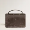Venezia-Tasche aus anthrazitgrauem Metallic-Leder mit schwarzen Details