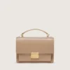 Venezia-Tasche aus beigem, genarbtem Leder mit goldenen Details