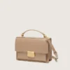 Venezia-Tasche aus beigem, genarbtem Leder mit goldenen Details