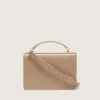 Venezia-Tasche aus beigem, genarbtem Leder mit goldenen Details