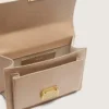 Venezia-Tasche aus beigem, genarbtem Leder mit goldenen Details