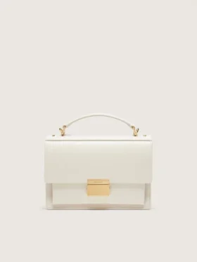 Venezia-Tasche aus butterfarbenem, geripptem Leder mit goldenen Details
