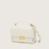 Venezia-Tasche aus butterfarbenem, geripptem Leder mit goldenen Details