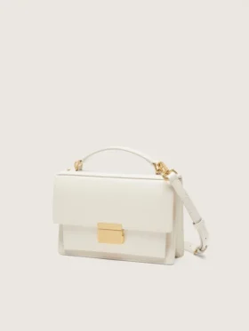 Venezia-Tasche aus butterfarbenem, geripptem Leder mit goldenen Details