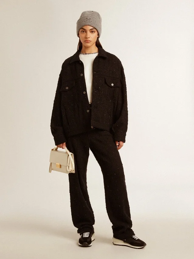 Venezia-Tasche aus butterfarbenem, geripptem Leder mit goldenen Details