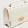Venezia-Tasche aus butterfarbenem, geripptem Leder mit goldenen Details
