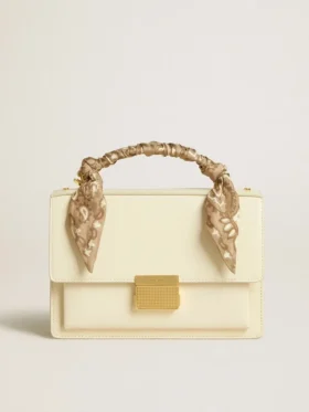 Venezia-Tasche aus butterfarbenem, geripptem Leder mit Seidenschal