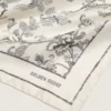 Vintage-Seidenschal in Weiss mit schwarzem Blumenmuster