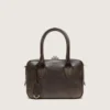 Vita-Tasche aus braunem Vintage-Leder mit goldenen Details