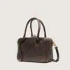 Vita-Tasche aus braunem Vintage-Leder mit goldenen Details