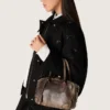 Vita-Tasche aus braunem Vintage-Leder mit goldenen Details