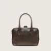 Vita-Tasche aus braunem Vintage-Leder mit goldenen Details