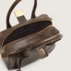Vita-Tasche aus braunem Vintage-Leder mit goldenen Details