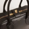 Vita-Tasche aus glattem schwarzem Leder mit goldenen Details