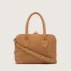 Vita-Tasche aus kamelfarbenem Wildleder mit goldenen Details
