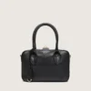 Vita-Tasche aus schwarzem Schafsleder mit goldenen Details