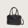 Vita-Tasche aus schwarzem Schafsleder mit goldenen Details