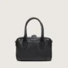 Vita-Tasche aus schwarzem Schafsleder mit goldenen Details