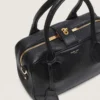 Vita-Tasche aus schwarzem Schafsleder mit goldenen Details