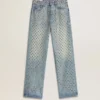 Washed-Jeans für Damen mit durchgehenden Ösen
