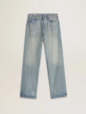 Washed-Jeans für Damen mit durchgehenden Ösen