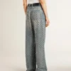 Washed-Jeans für Damen mit durchgehenden Ösen